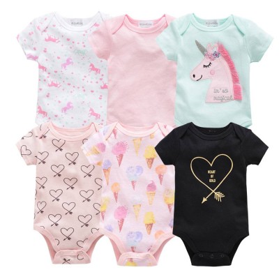 Wholesale Newborn Baby Girls Boys Clothes 3 Pcs/set Short Sleeve Cotton Body Baby Romper